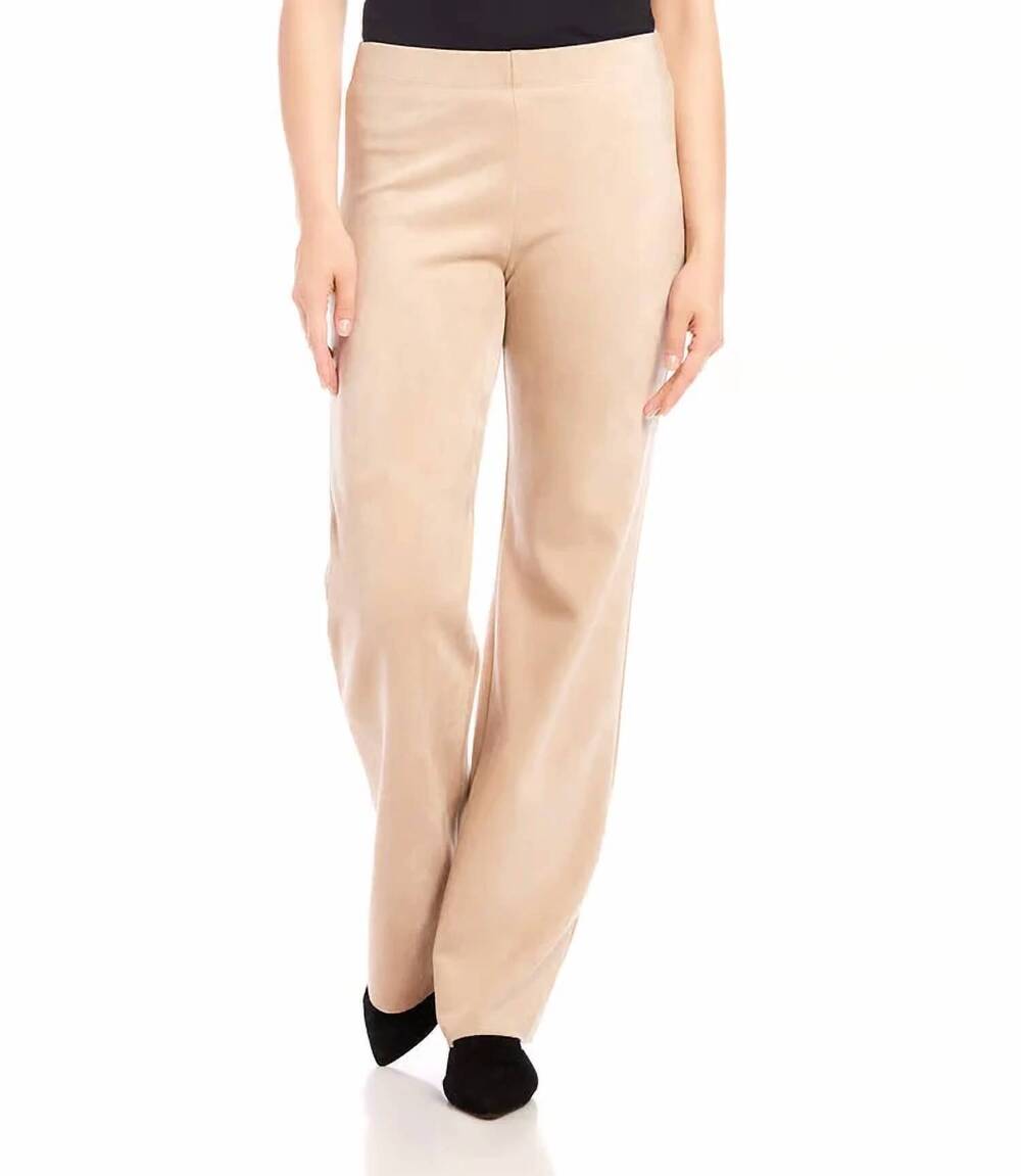 NEW KAREN KANE alina faux suede boot cut pants in almond